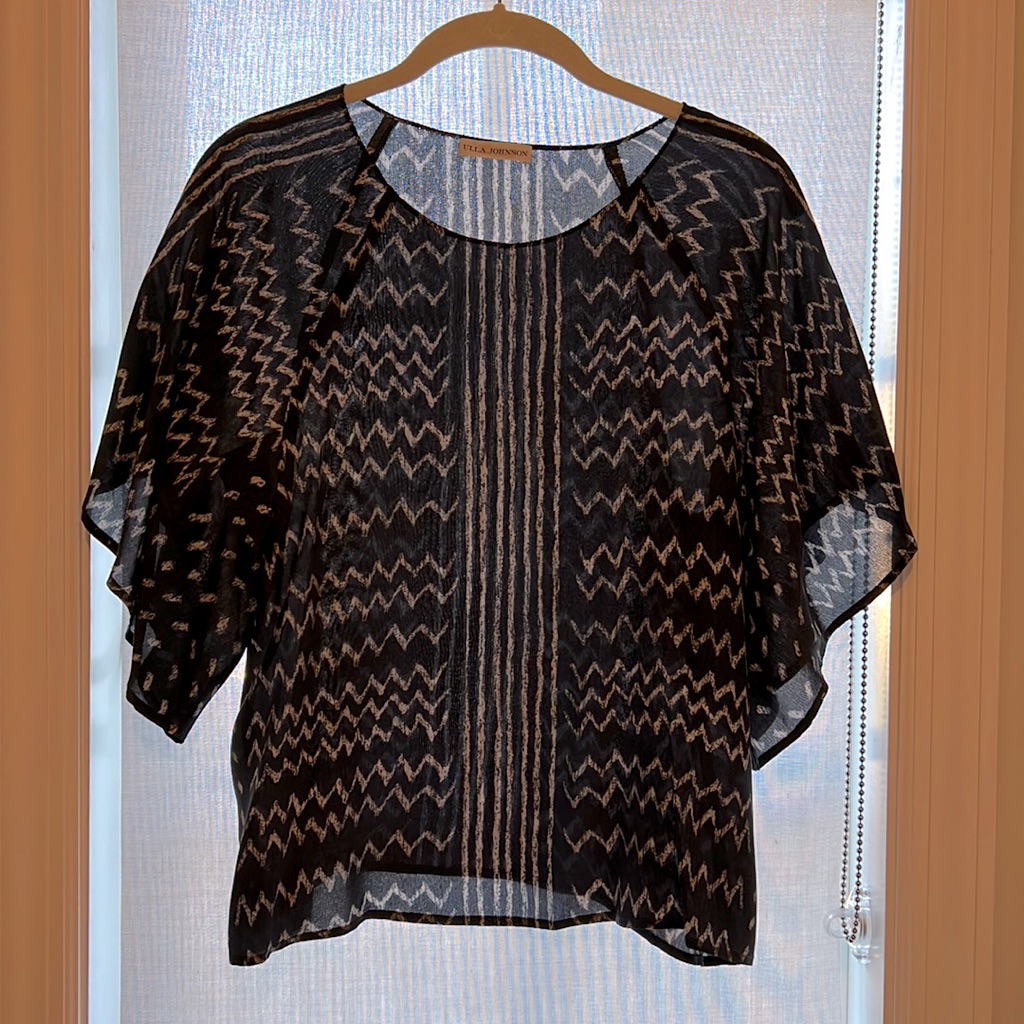 Ulla Johnson 100% Silk Top In Navy & White